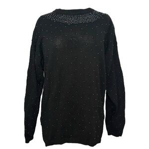 Vintage Black Beaded Sweater Size M